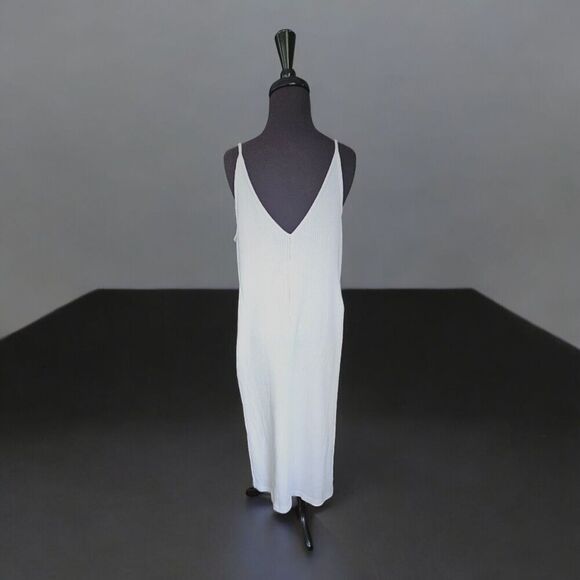 Free People Beach Maxi Bathing Suit Cover Up White Spaghetti Strap Slits med - Picture 3 of 7